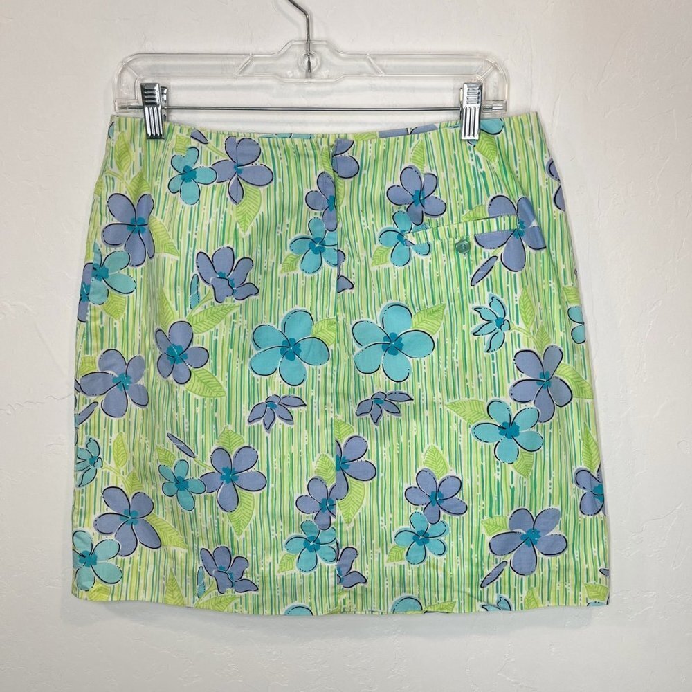 Lilly Pulitzer green floral mini skirt Size 10 tropical vacation A-line - Picture 4 of 9